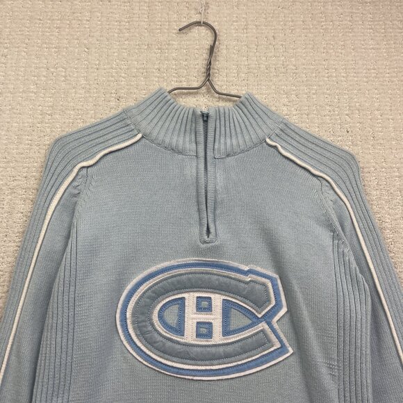VTG Montreal Canadiens Baby Blue Full Zip Knit Jacket Wom M Ilanco NHL Hockey** - Picture 2 of 13